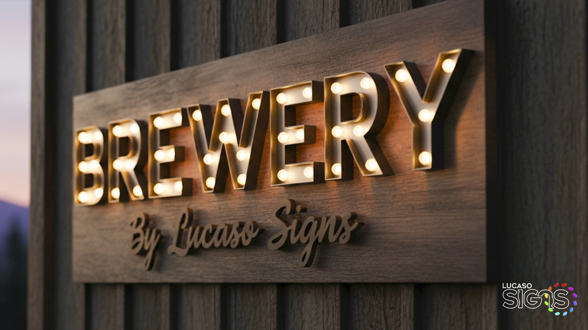 Elegand slim channel letters marquee sign style on wood by lucaso signs