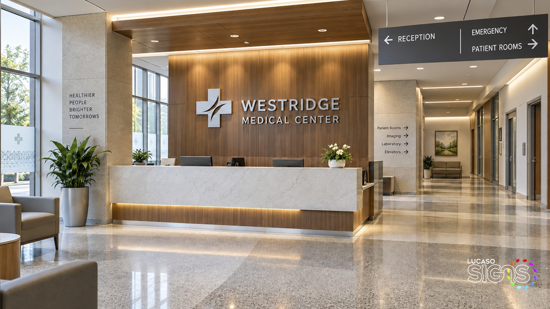 Indoor signage and Lobby Signs made by Lucaso Signs