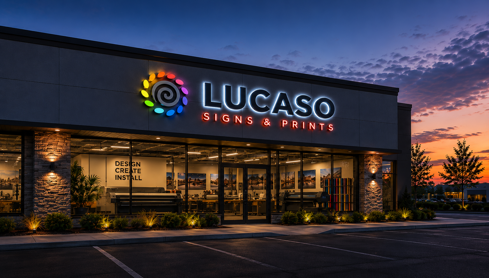 Lucaso Signs Custom Architectural and comercial signage made in california