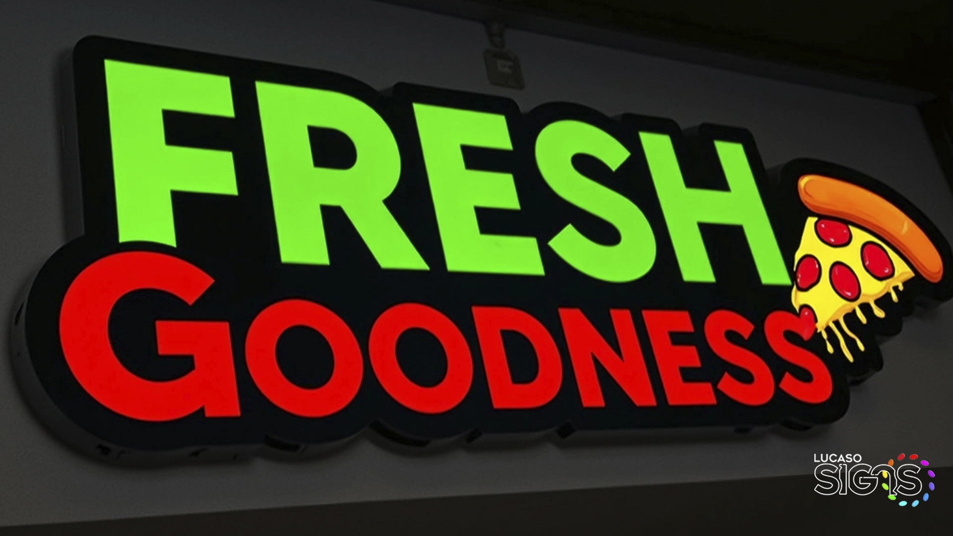 Logo and text in cloud sign illuminated crips colors by lucaso signs