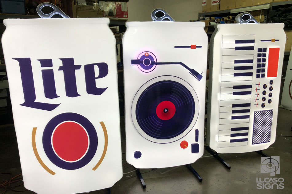 Lite Cans thermoformed acrylic sign by lucaso signs